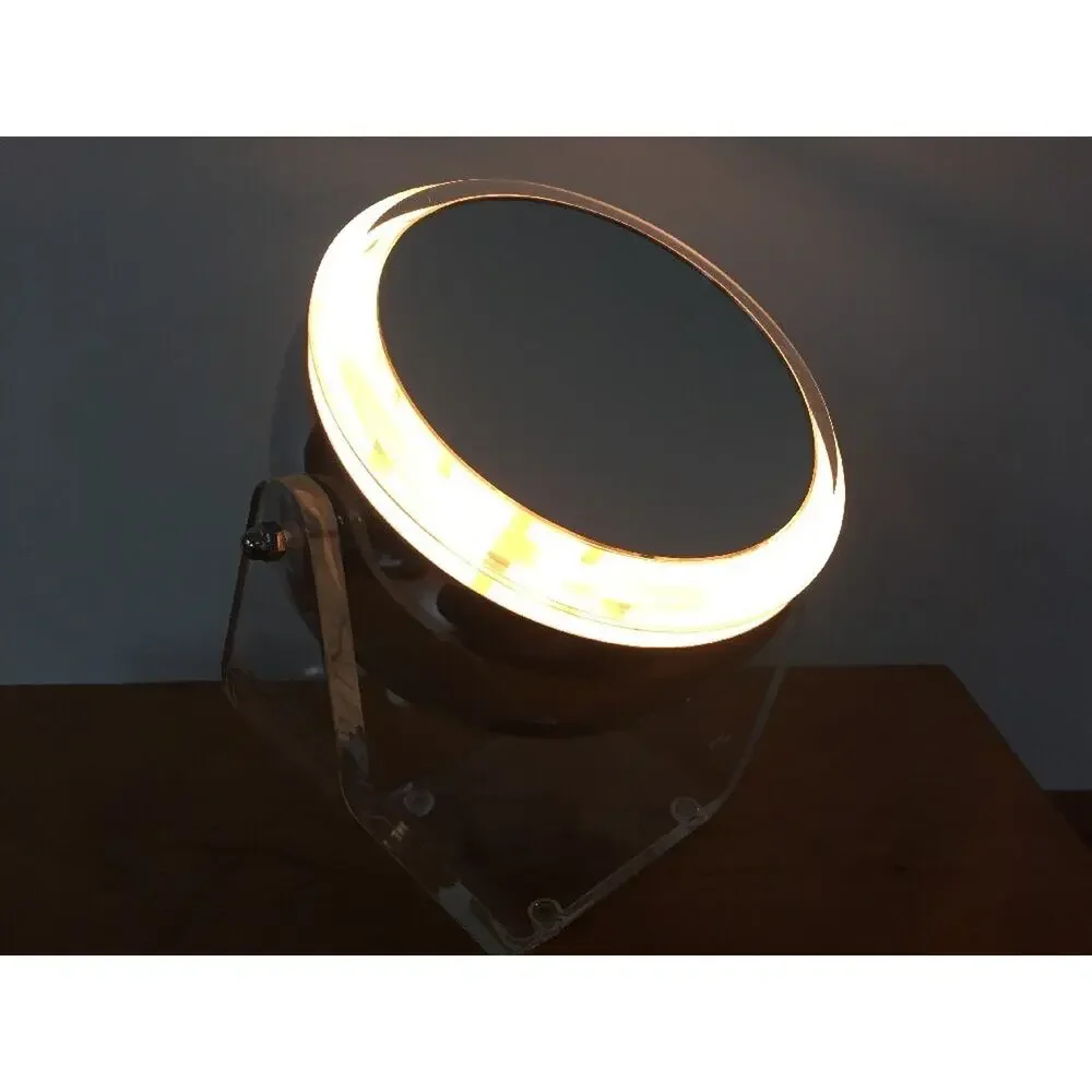 Vtg Disco Chrome Acrylic Lighted Eye Ball Light Magnifying Vanity Make Up Mirror